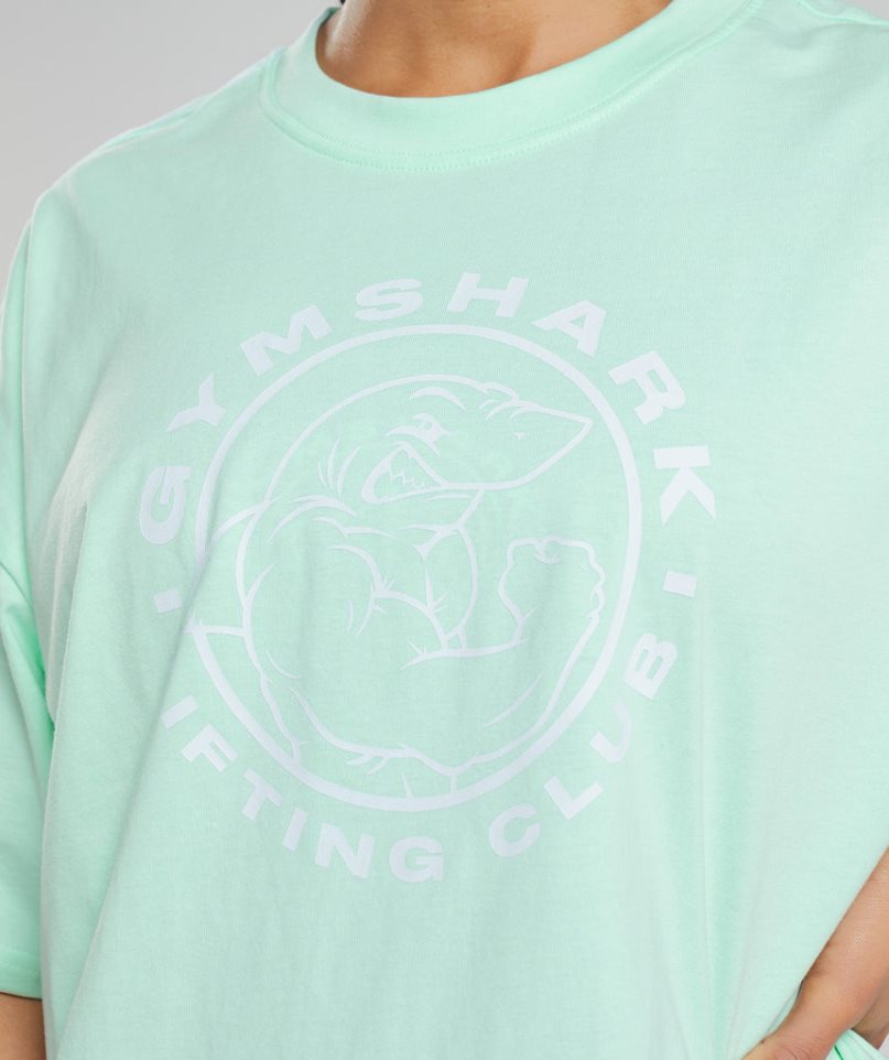 Women's Gymshark Legacy Oversized T-Shirts Light Green | NZ 4YIUKC